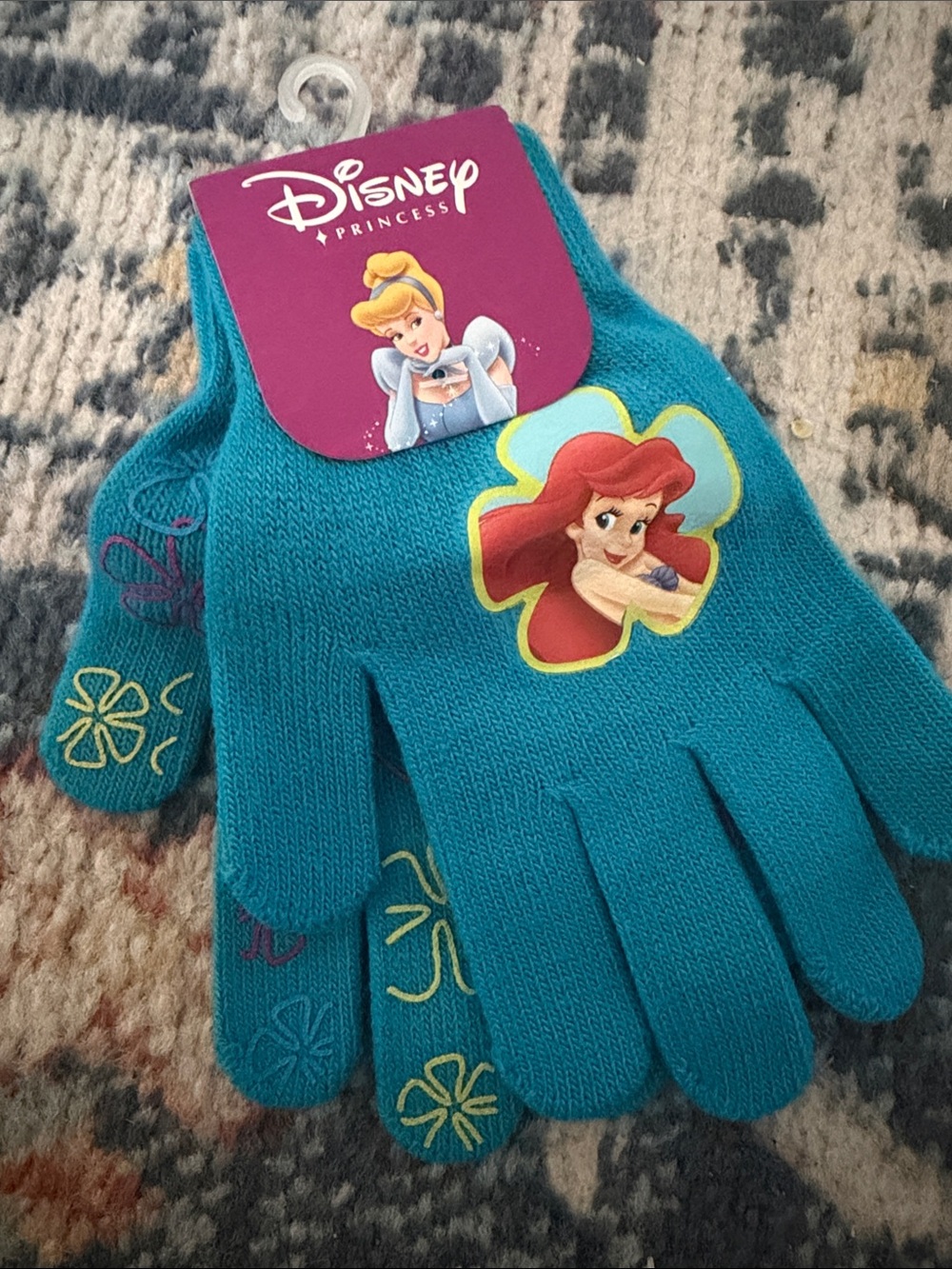 Disney Teal Kids Mittens with Ariel Graphic